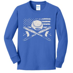 Patriotic American Flag Baseball Design Baseball Design Great Gift Kids Long Sleeve Shirt