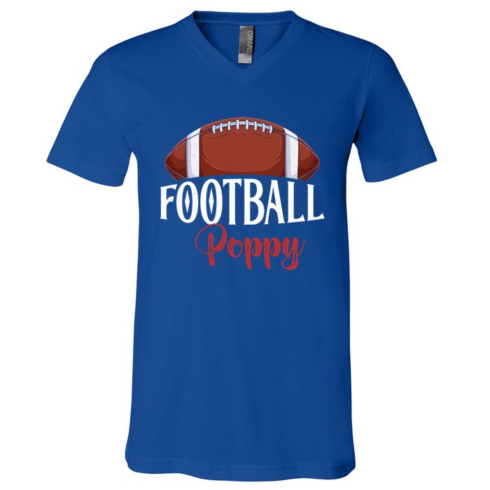 Proud American Football Poppy Funny Gift For FatherS Day Gift V-Neck T-Shirt