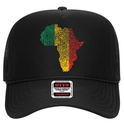 Pan African Flag Fingerprint Black History Month Proud Gift High Crown Mesh Back Trucker Hat