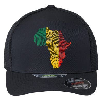 Pan African Flag Fingerprint Black History Month Proud Gift Flexfit Unipanel Trucker Cap