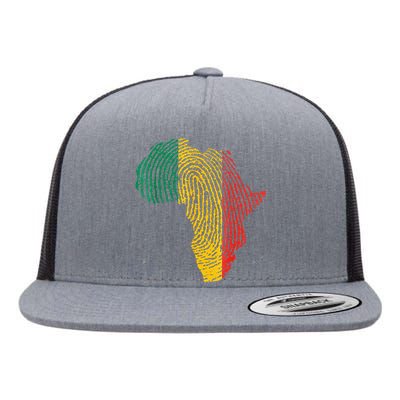 Pan African Flag Fingerprint Black History Month Proud Gift Flat Bill Trucker Hat