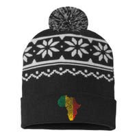 Pan African Flag Fingerprint Black History Month Proud Gift USA-Made Snowflake Beanie