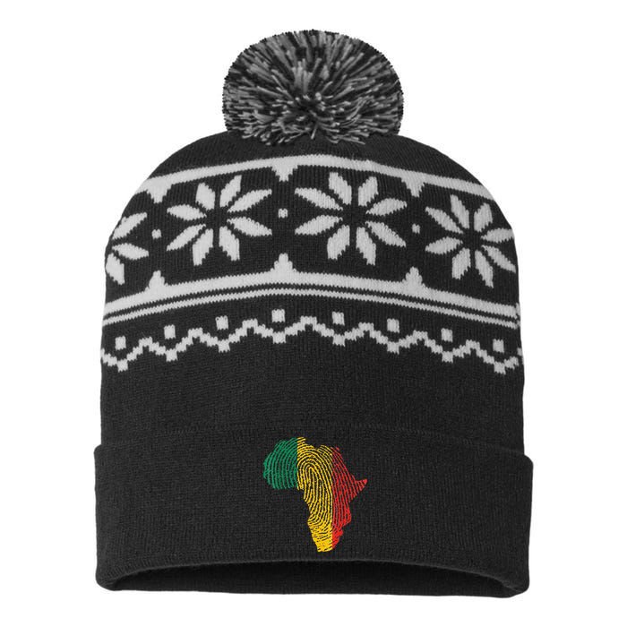 Pan African Flag Fingerprint Black History Month Proud Gift USA-Made Snowflake Beanie