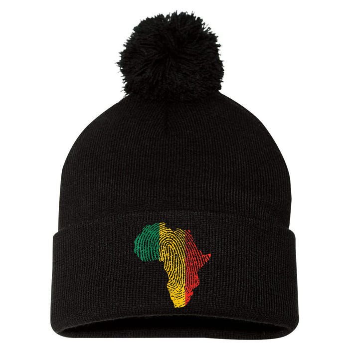 Pan African Flag Fingerprint Black History Month Proud Gift Pom Pom 12in Knit Beanie