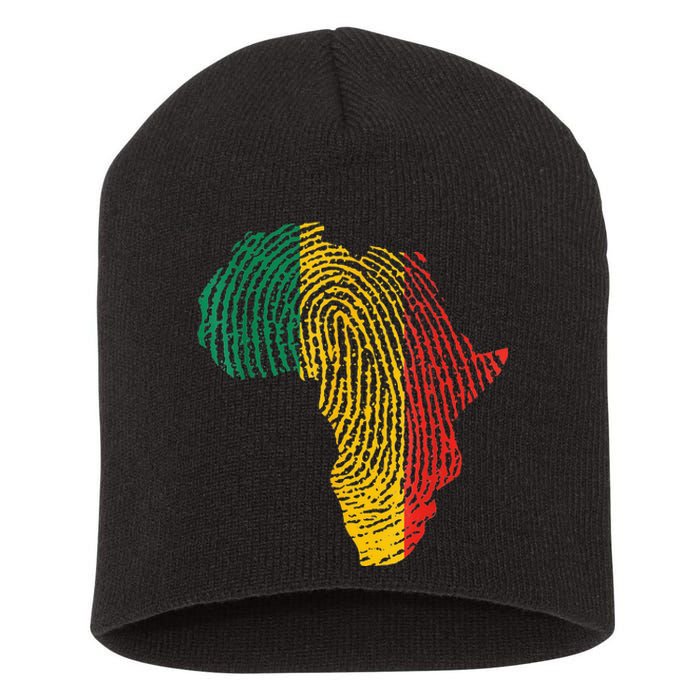 Pan African Flag Fingerprint Black History Month Proud Gift Short Acrylic Beanie