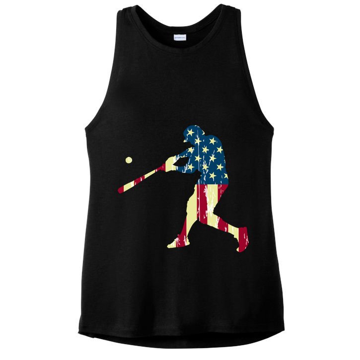 Patriotic American Flag Baseball Gift Baseball Gift Ladies PosiCharge Tri-Blend Wicking Tank