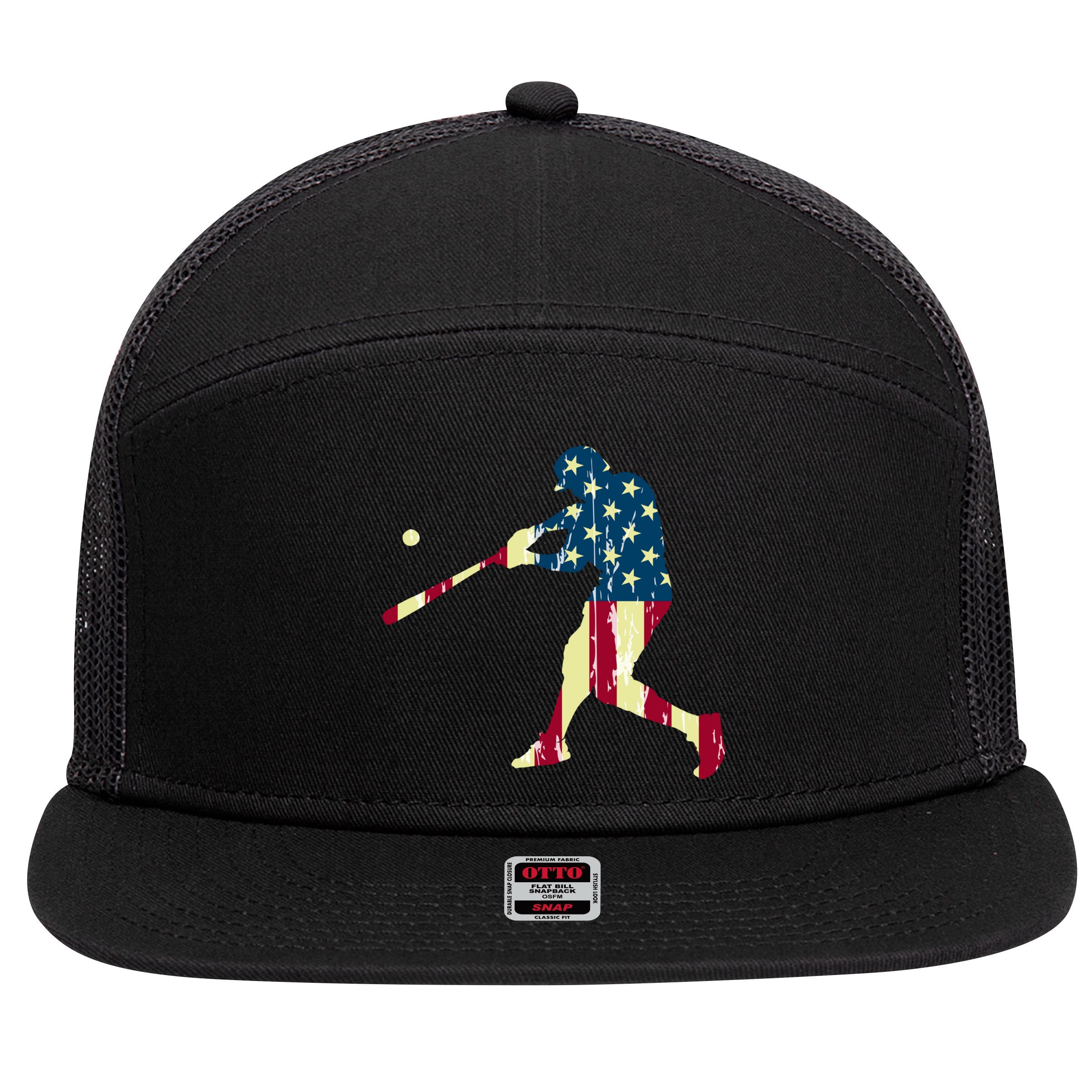 Patriotic American Flag Baseball Gift Baseball Gift 7 Panel Mesh Trucker Snapback Hat