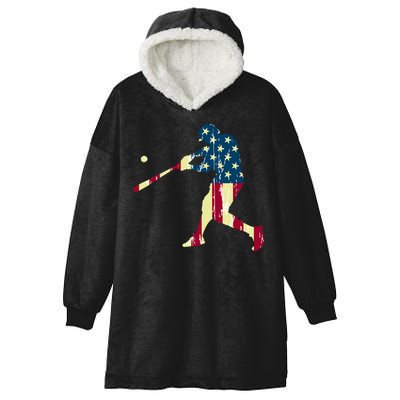 Patriotic American Flag Baseball Gift Baseball Gift Hooded Wearable Blanket