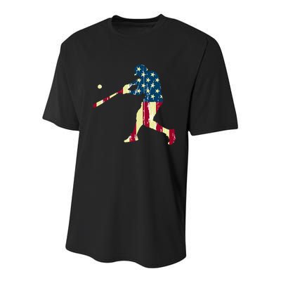 Patriotic American Flag Baseball Gift Baseball Gift Youth Performance Sprint T-Shirt