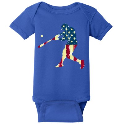 Patriotic American Flag Baseball Gift Baseball Gift Baby Bodysuit