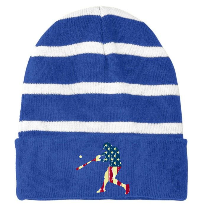 Patriotic American Flag Baseball Gift Baseball Gift Striped Beanie with Solid Band