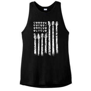 Patriotic AMERICAN FLAG Guitar Guitarist Gift Musician Ladies PosiCharge Tri-Blend Wicking Tank