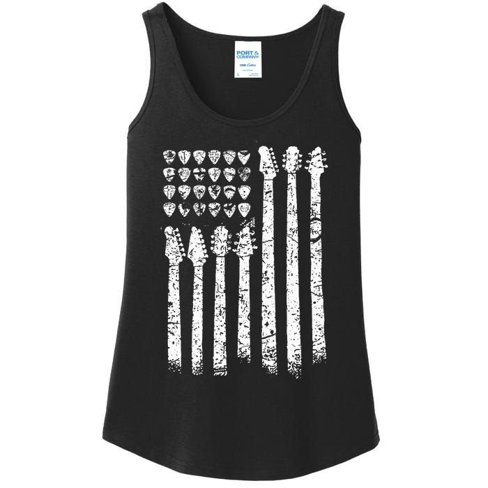 Patriotic AMERICAN FLAG Guitar Guitarist Gift Musician Ladies Essential Tank