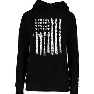 Patriotic AMERICAN FLAG Guitar Guitarist Gift Musician Womens Funnel Neck Pullover Hood