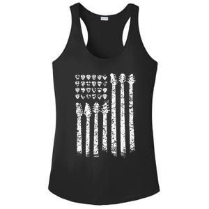 Patriotic AMERICAN FLAG Guitar Guitarist Gift Musician Ladies PosiCharge Competitor Racerback Tank