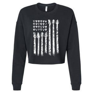 Patriotic AMERICAN FLAG Guitar Guitarist Gift Musician Cropped Pullover Crew