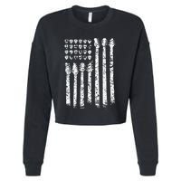 Patriotic AMERICAN FLAG Guitar Guitarist Gift Musician Cropped Pullover Crew