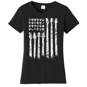 Patriotic AMERICAN FLAG Guitar Guitarist Gift Musician Women's T-Shirt