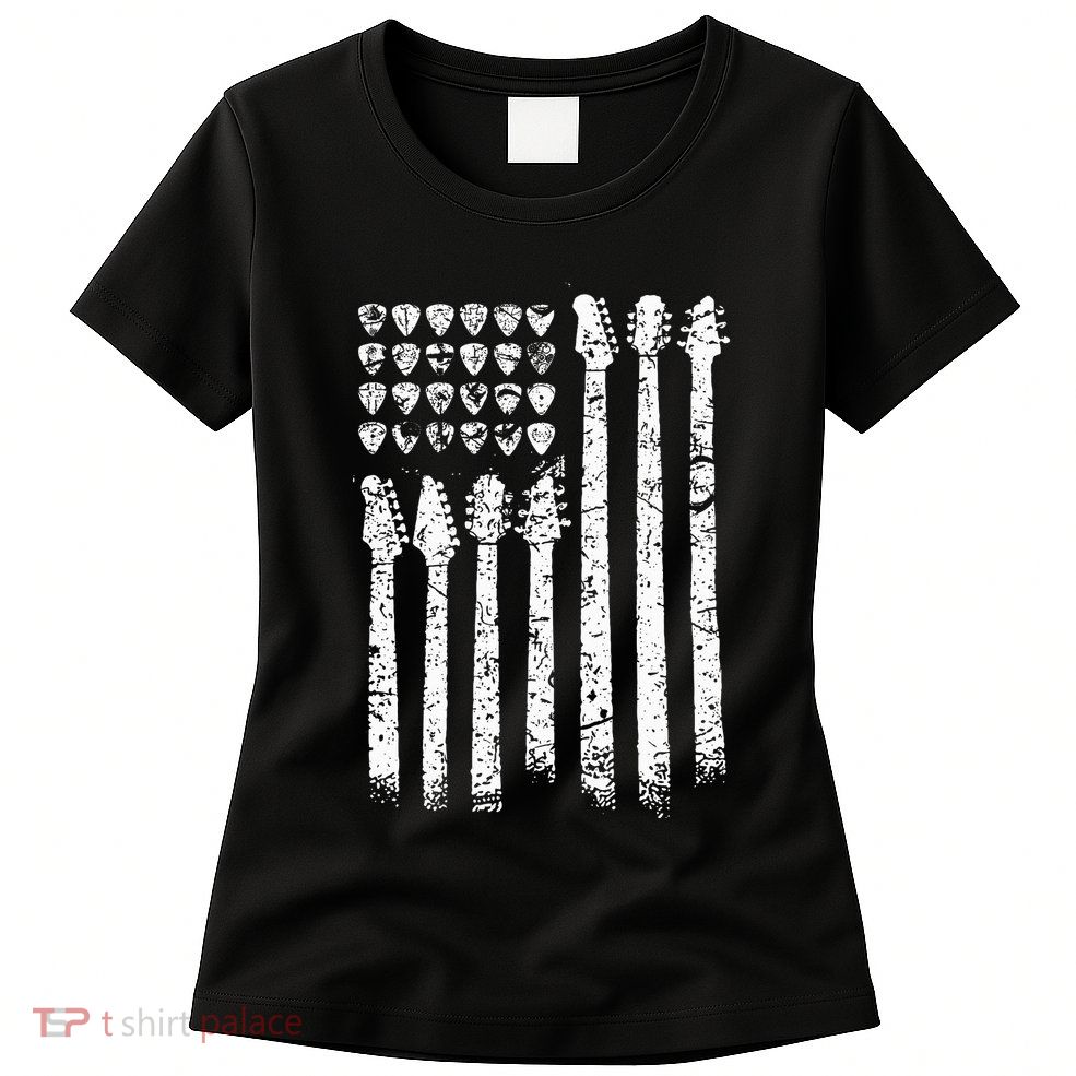 Patriotic AMERICAN FLAG Guitar Guitarist Gift Musician Womens T-Shirt