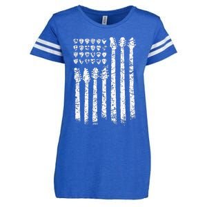 Patriotic AMERICAN FLAG Guitar Guitarist Gift Musician Enza Ladies Jersey Football T-Shirt