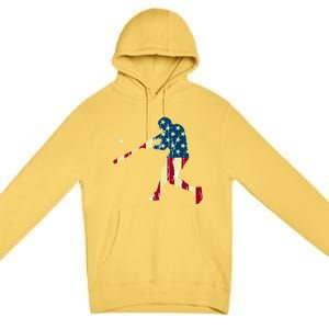 Patriotic American Flag Baseball Cute Gift Baseball Cute Gift Cute Gift Premium Pullover Hoodie