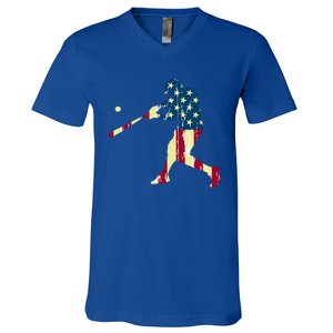 Patriotic American Flag Baseball Cute Gift Baseball Cute Gift Cute Gift V-Neck T-Shirt