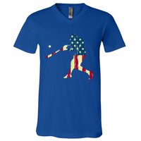 Patriotic American Flag Baseball Cute Gift Baseball Cute Gift Cute Gift V-Neck T-Shirt