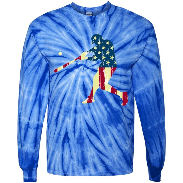 Patriotic American Flag Baseball Cute Gift Baseball Cute Gift Cute Gift Tie-Dye Long Sleeve Shirt