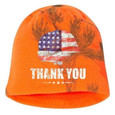 Patriotic American Flag Thank You Kati - Camo Knit Beanie