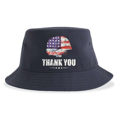 Patriotic American Flag Thank You Sustainable Bucket Hat