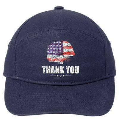 Patriotic American Flag Thank You 7-Panel Snapback Hat