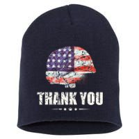 Patriotic American Flag Thank You Short Acrylic Beanie