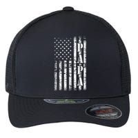 Papa American Flag US Papa Fathers Day Gift Idea Flexfit Unipanel Trucker Cap