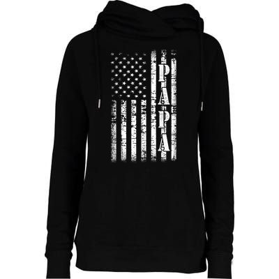 Papa American Flag US Papa Fathers Day Gift Idea Womens Funnel Neck Pullover Hood