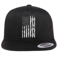 Papa American Flag US Papa Fathers Day Gift Idea Flat Bill Trucker Hat