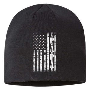 Papa American Flag US Papa Fathers Day Gift Idea Sustainable Beanie