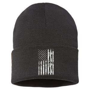 Papa American Flag US Papa Fathers Day Gift Idea Sustainable Knit Beanie