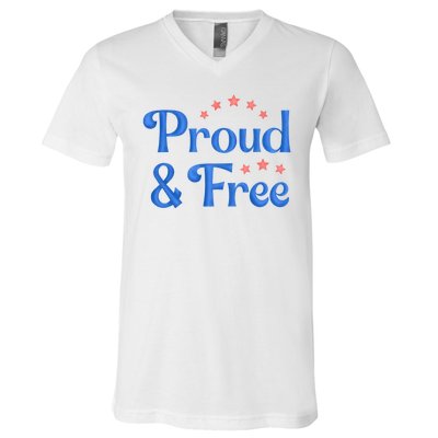 Proud And Free USA Holiday V-Neck T-Shirt