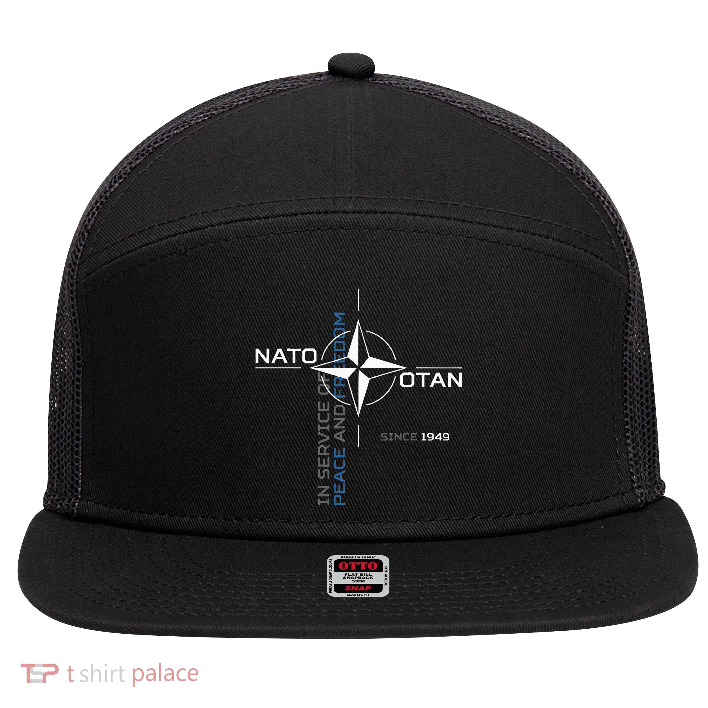 Peace And Freedom Otan Nato 7 Panel Mesh Trucker Snapback Hat