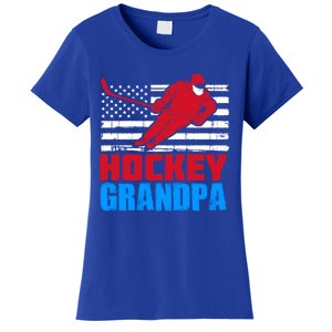 Patriotic American Flag Usa Ice Hockey Grandpa Gift Women's T-Shirt