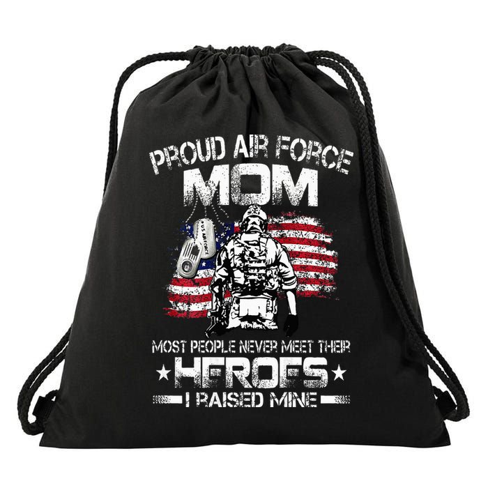 Proud Air Force Mom Air Force Graduation Mom USAF Heroes Drawstring Bag