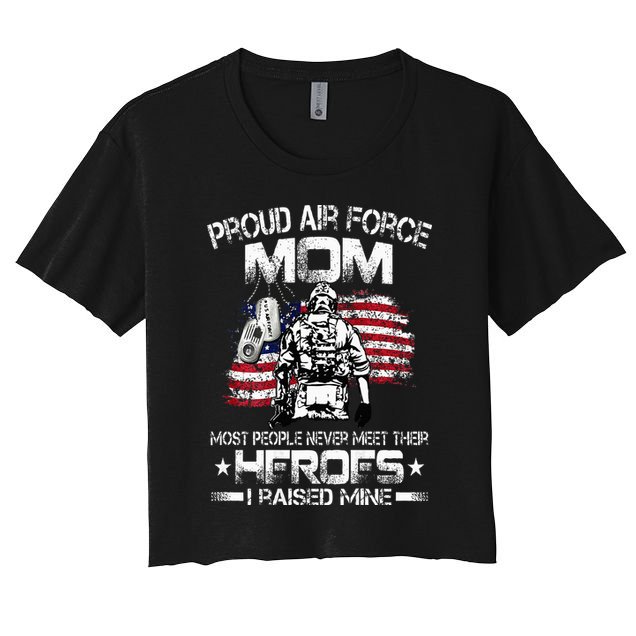 Proud Air Force Mom Air Force Graduation Mom USAF Heroes Crop Top