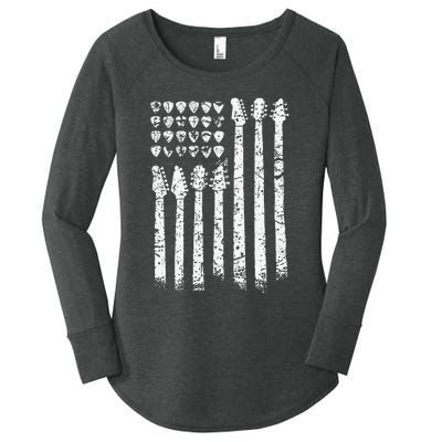 Patriotic AMERICAN FLAG Guitar Guitarist Gift Musician Women's Perfect Tri Tunic Long Sleeve Shirt