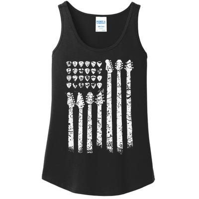 Patriotic AMERICAN FLAG Guitar Guitarist Gift Musician Ladies Essential Tank