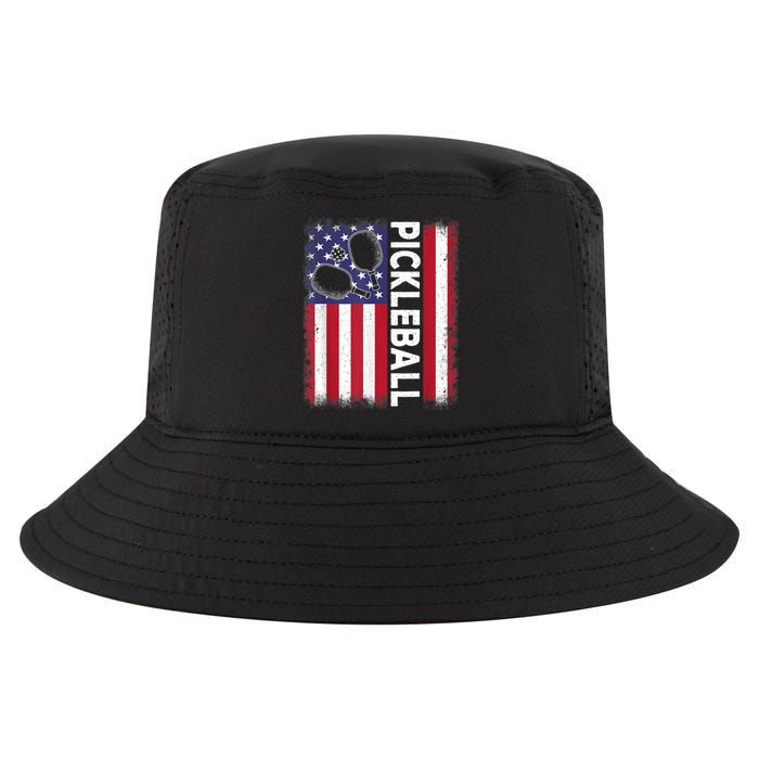 Pickleball American Flag Funny Pickleball Lover Cool Comfort Performance Bucket Hat