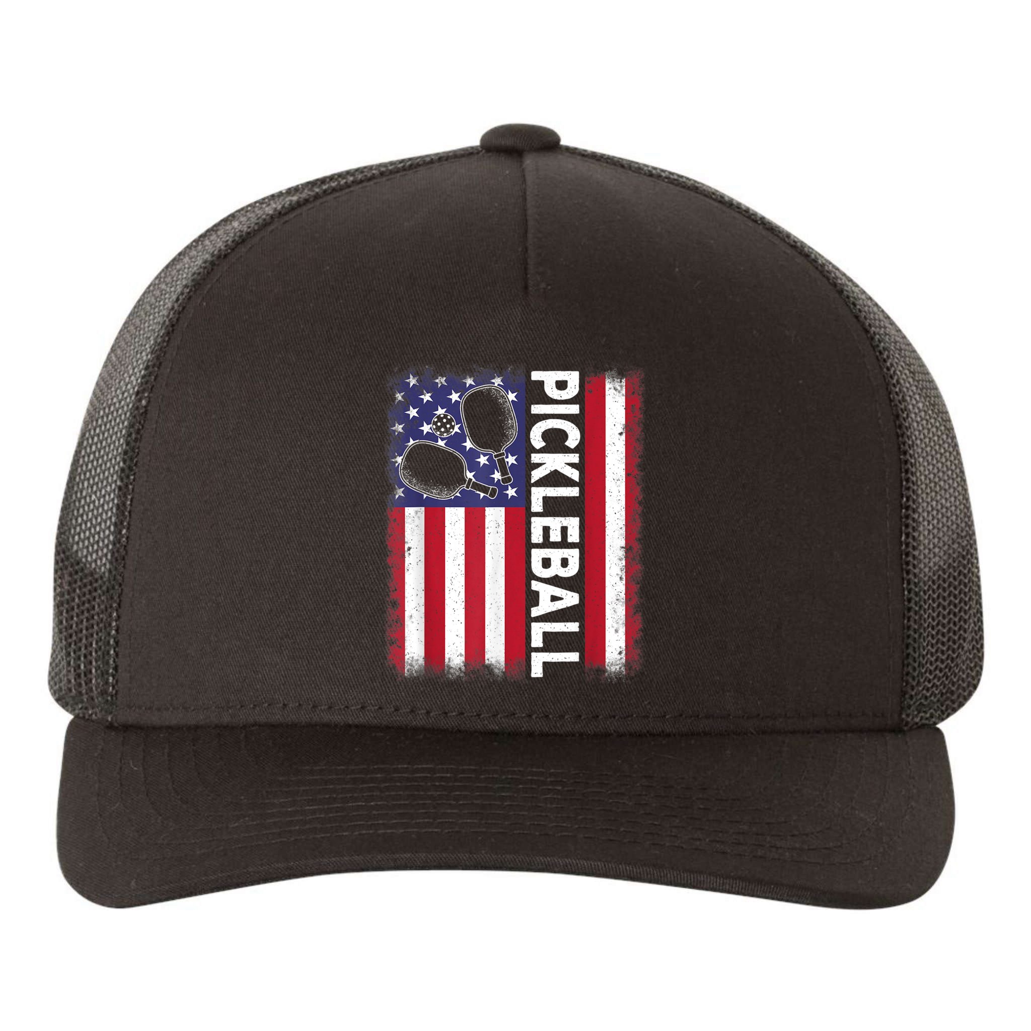Pickleball American Flag Funny Pickleball Lover Yupoong Adult 5-Panel Trucker Hat