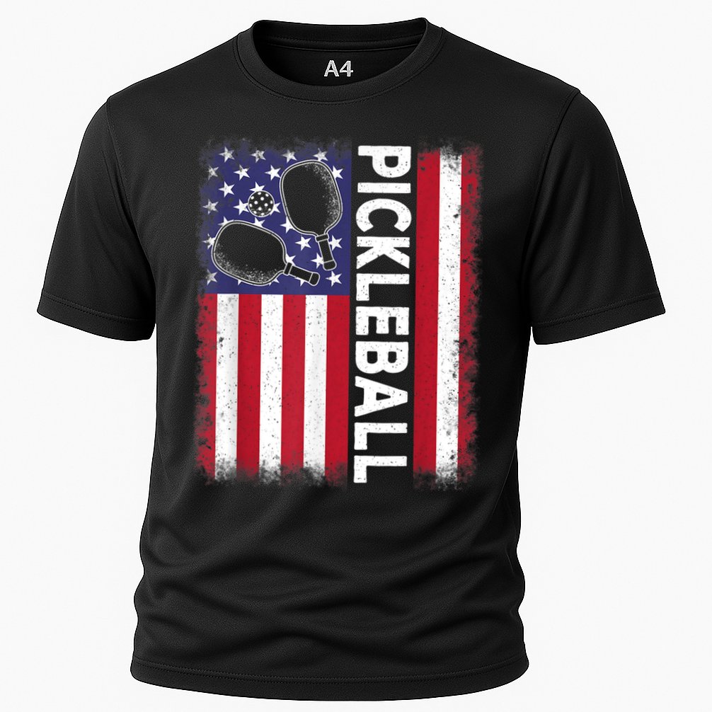 Pickleball American Flag Funny Pickleball Lover Cooling Performance Crew T-Shirt
