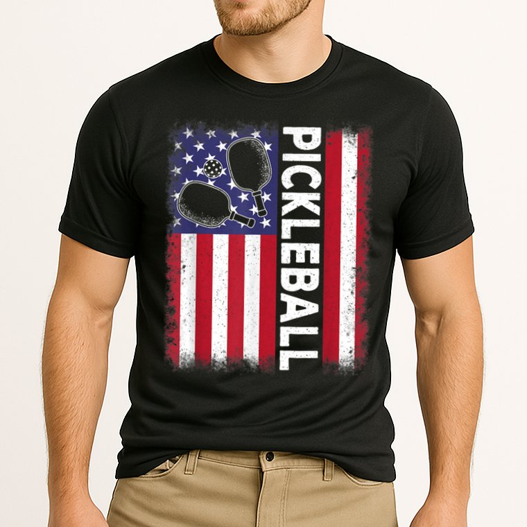 Pickleball American Flag Funny Pickleball Lover Cooling Performance Crew T-Shirt