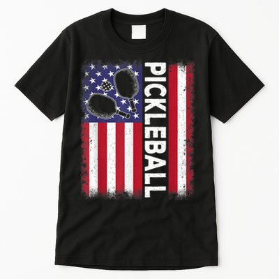 Pickleball American Flag Funny Pickleball Lover Tall T-Shirt