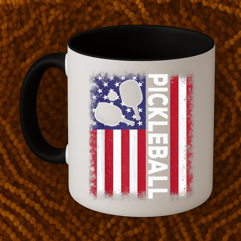 Pickleball American Flag Funny Pickleball Lover Mug
